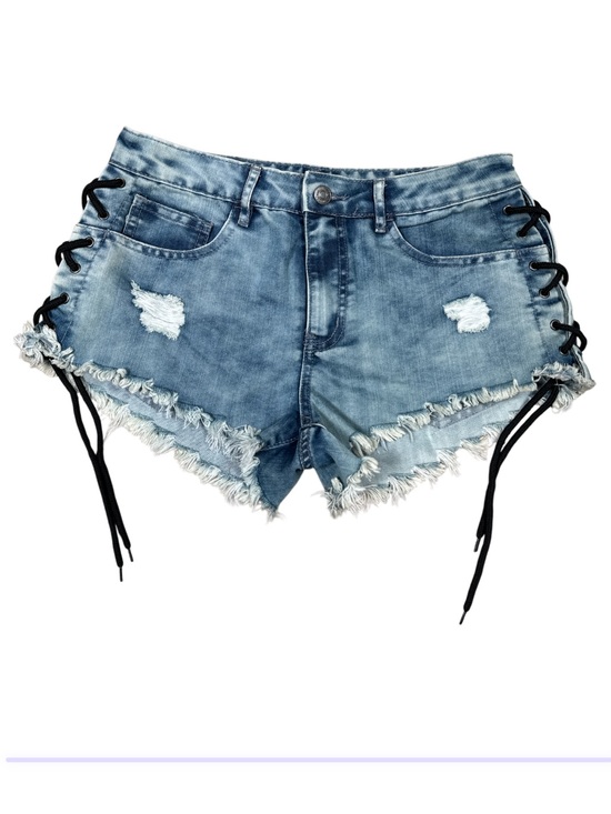 Forever 21 Pants - Forever 21 Lace-Up Distressed Denim Shorts Size 26 NWT